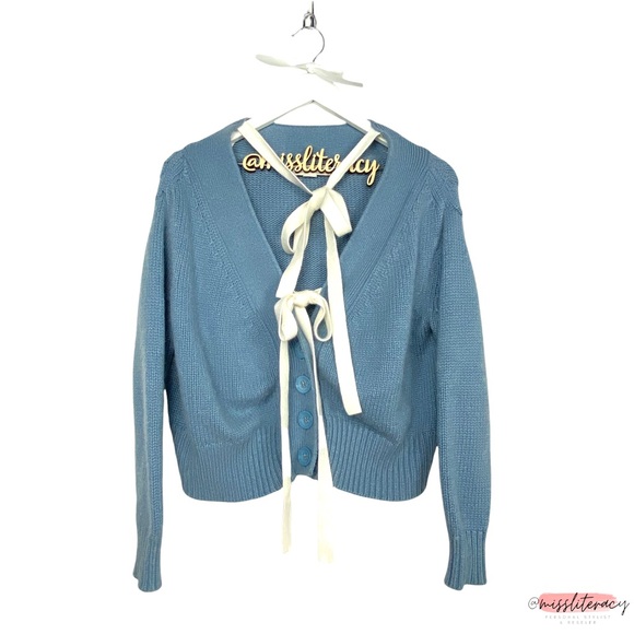 Betty Chow Cashmere Wool Angora Soft Cardigan Sweater with ribbon ties - Picture 2 of 13